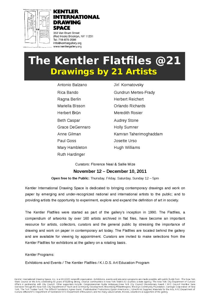 The Kentler Flatfiles @ 21